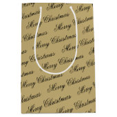 Elegante luxe gouden script vrolijke kerst medium cadeauzakje (Voorkant)