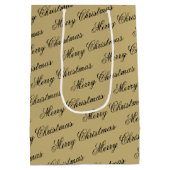 Elegante luxe gouden script vrolijke kerst medium cadeauzakje (Achterkant)