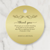 Elegante luxe gouden sierlijke bruiloft bedankjes labels (Voorkant)