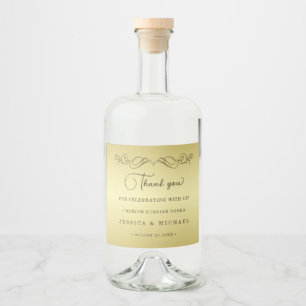 Elegante luxe gouden sierlijke bruiloft likeurfles etiket