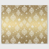 Elegante Luxe Gouden Witte Kerst Ornamenten Cadeaupapier (Vlak)