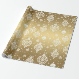 Elegante Luxe Gouden Witte Kerst Ornamenten Cadeaupapier