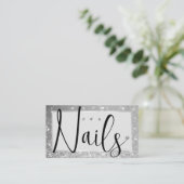 Elegante Luxe Grijze Glitter Strass Diamant Visitekaartje (Staand voorkant)