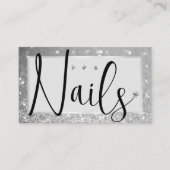 Elegante Luxe Grijze Glitter Strass Diamant Visitekaartje (Voorkant)