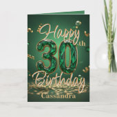 Elegante Luxe Groen en Goud 30e Verjaardag Kaart (Voorkant)