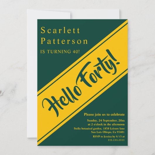 Elegante luxe groen en goud chique 40e verjaardag kaart (Voorkant)