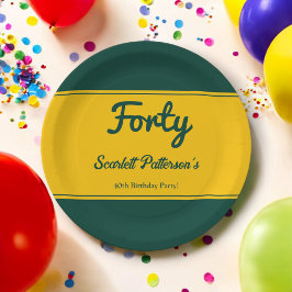 Elegante luxe groen en goud chique 40e verjaardag papieren bordje