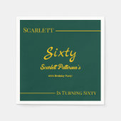 Elegante luxe groen en goud moderne verjaardag servet (Voorkant)