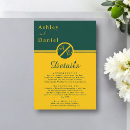 Elegante luxe groen en goud monogram bruiloft informatiekaartje