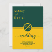 Elegante luxe groen en goud monogram bruiloft kaart (Voorkant)