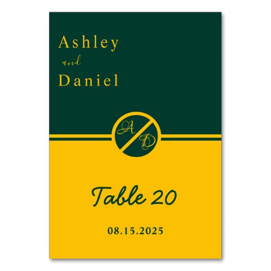 Elegante luxe groen en goud monogram bruiloft kaart (Achterkant)