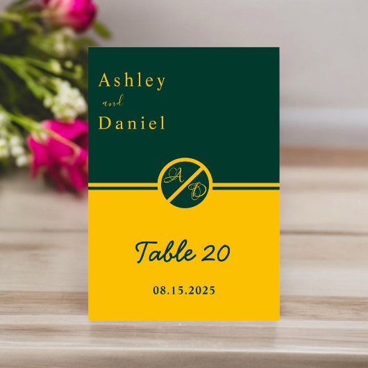 Elegante luxe groen en goud monogram bruiloft kaart