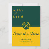 Elegante luxe groen en goud monogram bruiloft save the date (Voorkant)
