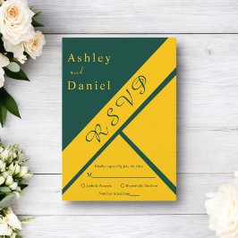 Elegante luxe groen en goud verguld chique bruilof RSVP kaartje