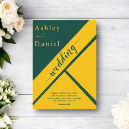 Elegante luxe groene en gouden chique vergulde bru kaart