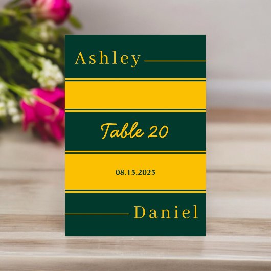 Elegante luxe groene en gouden strepen Chic bruilo Kaart