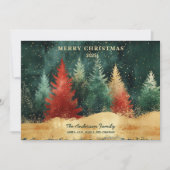 Elegante luxe groene gouden rode kerstboom  feestdagenkaart (Voorkant)