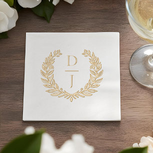 Elegante luxe handgetekende krans bruiloft monogra folie servetten