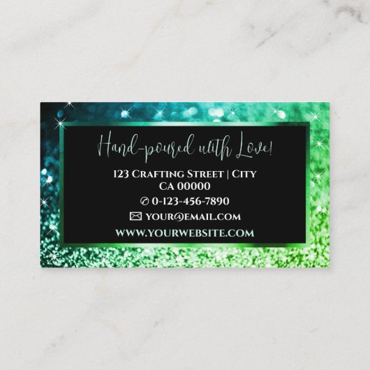 Elegante Luxe Helder Groen Sprankelende Glitter Visitekaartje (Achterkant)