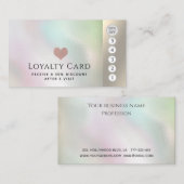 Elegante luxe holografische roze hart klantenkaartje (Voorkant / Achterkant)