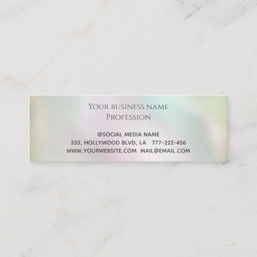 Elegante luxe holografische zacht roze hart klantenkaartje (Achterkant)