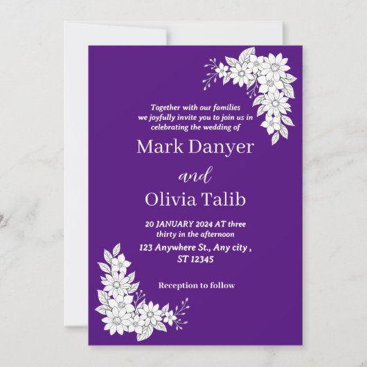 Elegante Luxe Huwelijksuitnodiging - Modern Kaart (Voorkant)