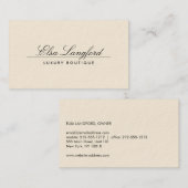 Elegante Luxe Ivoor Boutique Designer Visitekaartje (Voorkant / Achterkant)