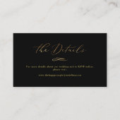 Elegante Luxe Kalligrafie Faux Gold Wedding Detail Visitekaartje (Voorkant)