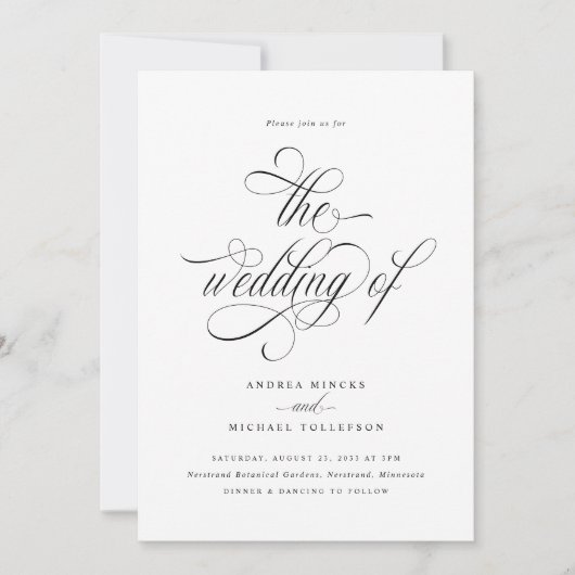 Elegante luxe kalligrafie scriptuur bruiloft kaart (Voorkant)