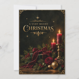 Elegante luxe kerstkaart, fluwelen strik kaart