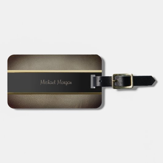 Elegante luxe, leerlook bagagelabel (Voorkant horizontaal)