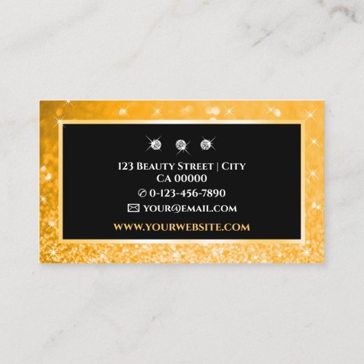 Elegante luxe lichte Sinaasappels sprankelende dia Visitekaartje (Achterkant)