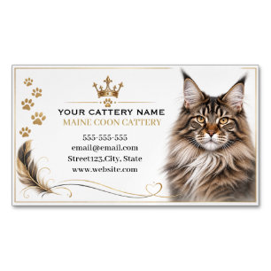 Elegante Luxe Maine Coon Kat Kwekerij Magnetisch Visitekaartje