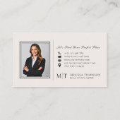 Elegante Luxe Makelaar Foto Monogram  Visitekaartje (Achterkant)