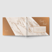 Elegante luxe marmeren koper monogram bruiloft gastenboek (Volledig)