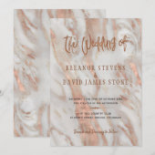 Elegante luxe marmeren koperen en rozen gouden bru kaart (Voorkant / Achterkant)