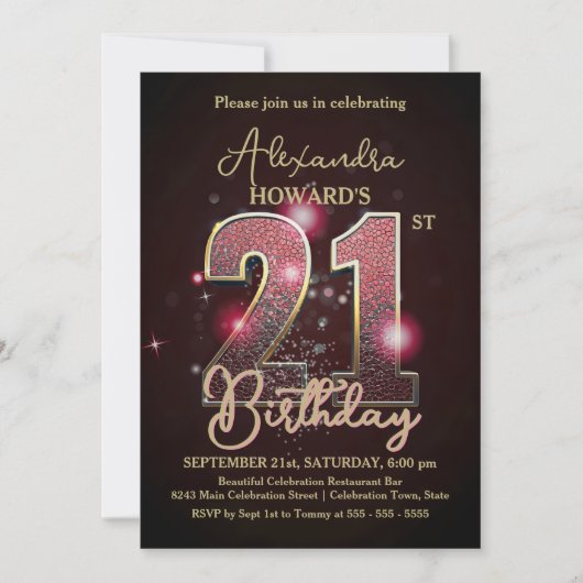 Elegante luxe Midnight Glow 21e verjaardag Kaart (Voorkant)