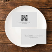 Elegante Luxe Minimale Lichtgrijze QR CODE Visitekaartje