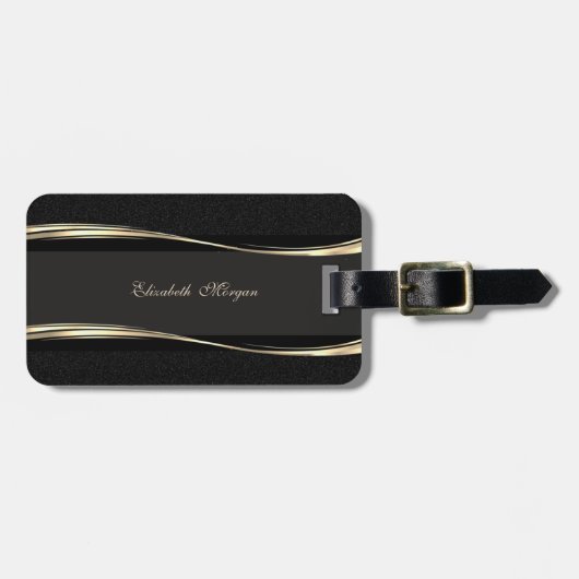 Elegante luxe  modern,goud,zwart = bagagelabel (Voorkant horizontaal)