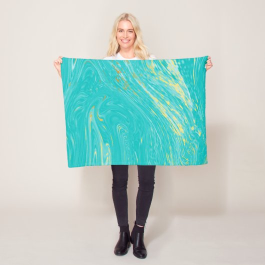Elegante luxe Modern Marmer Gold Blue Design Fleece Deken (In situ)