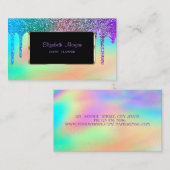 Elegante Luxe Modern, Regenboog Holografisch, Drip Visitekaartje (Voorkant / Achterkant)