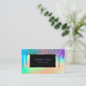 Elegante Luxe Modern, Regenboog Holografisch, Drip Visitekaartje (Staand voorkant)