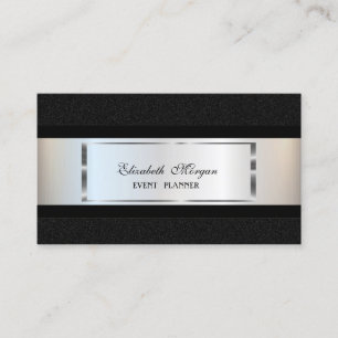 Elegante luxe  Modern, Zilveren  Frame ,Zwart Visitekaartje