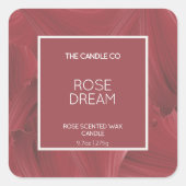 Elegante Luxe Moderne Abstracte Rode Kaars Vierkante Sticker (Voorkant)