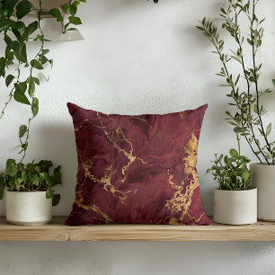 Elegante luxe moderne burgundy goud marmer kussen