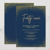 Elegante Luxe Navy Gold Glitter 49e verjaardag Kaart (Voorkant / Achterkant)