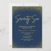 Elegante luxe Navy Gold Glitter 76e verjaardag Kaart (Voorkant)