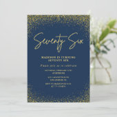 Elegante luxe Navy Gold Glitter 76e verjaardag Kaart (Staand voorkant)