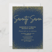 Elegante Luxe Navy Gold Glitter 77e verjaardag Kaart (Voorkant)