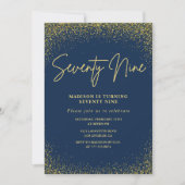 Elegante Luxe Navy Gold Glitter 79e verjaardag Kaart (Voorkant)